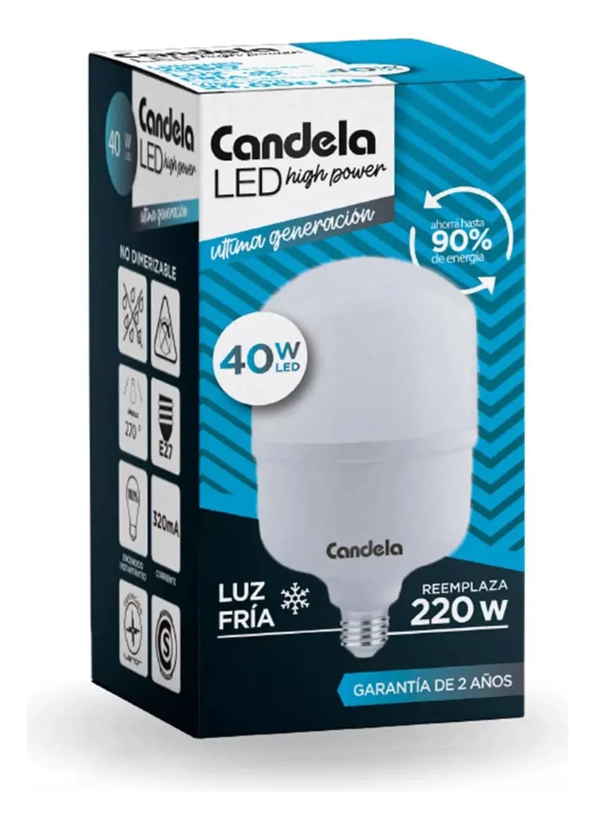 10 Lámparas Galponeras Led 40w Candela High Power 6804 Luz Blanco Frío