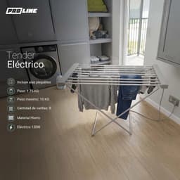 Tender Eléctrico Plegable Proline 130w 8 Varillas Aluminio Portatil Hogar Secado Rapido Interior Resistente Seguro Blanco