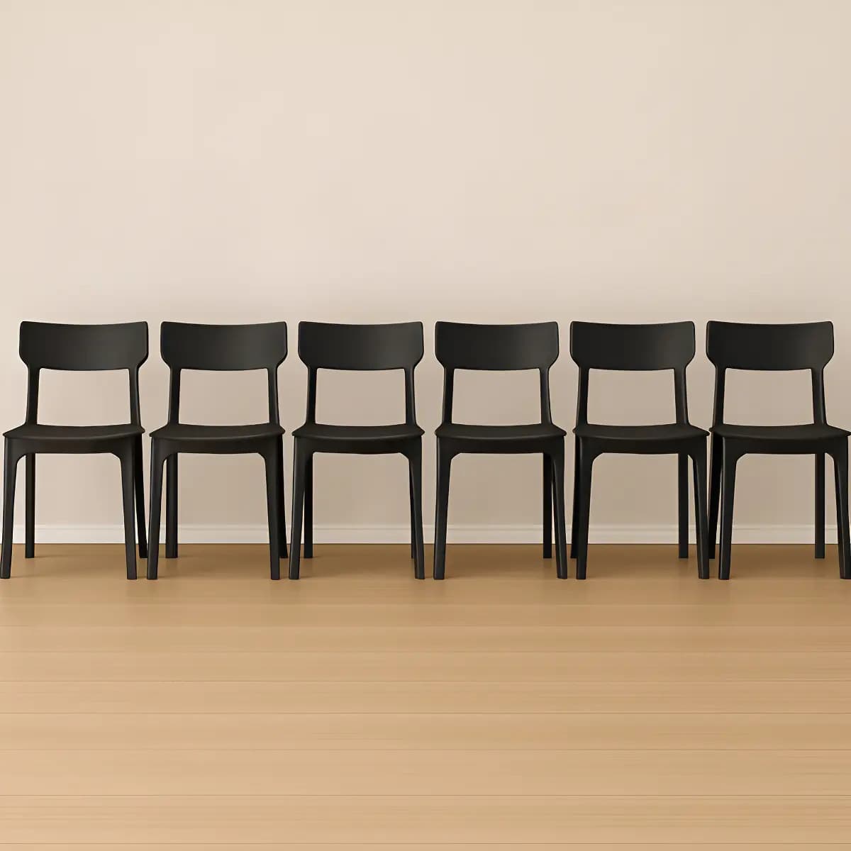 Silla Comedor Cocina Plastica Apilable Modelo Rio Pack 6 Estructura de la silla Negro