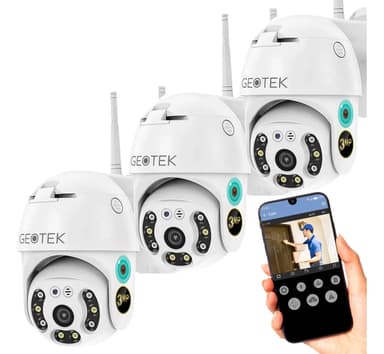 Kit 3 Camaras Seguridad Geotek 3mp Ip Wifi Exterior Full Hd Domo Vision Nocturna