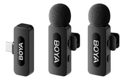 Kit 2 micrófonos Inalámbricos BOYA BY-V20 USB-C Para Celular 2.4GHz Ultra Compacto