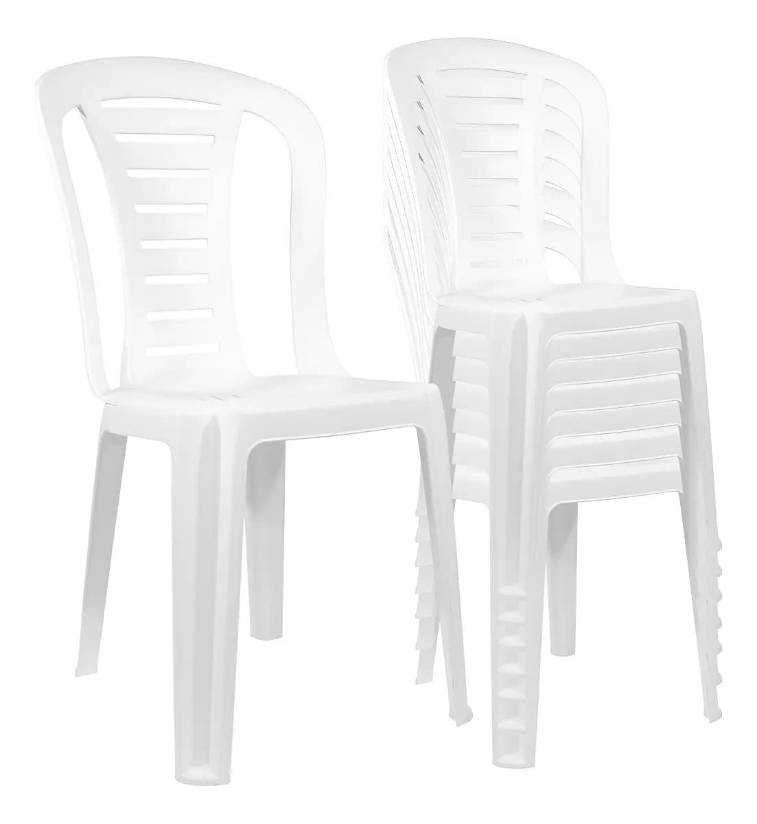 Silla Plástica X 8 Unidades Apilable Reforzada Reina Color Blanco Para Tu Casa