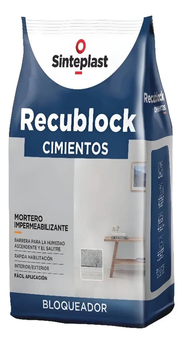 Recublock Cimientos Bloqueador De Humedad 5 Kg Sinteplast En polvo Color Blanco
