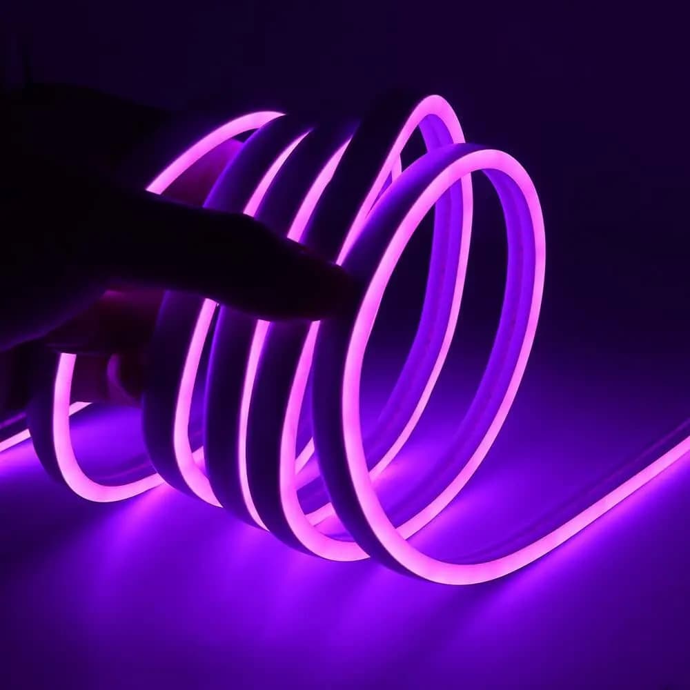 Kit Tira Led Manguera Neon Luz Violeta 5 Metros 2835 Mas Adaptador Y Fuente !2v Ip65 Exterior Interior Resiste Al Agua Luminoso Flexible Ecofriendly Ahorra Energia