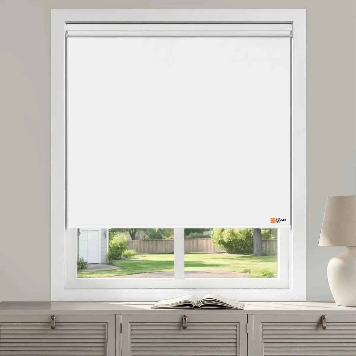 Cortina Roller Blackout 214x200cm Blanco - Roller Pro Black Out 100% Bloqueante Solar, Facil Instalacion, Tela Pvc Resistente, Aislante Termico Y Acustico, Soportes Metalicos, 214 Ancho X 200 Alto