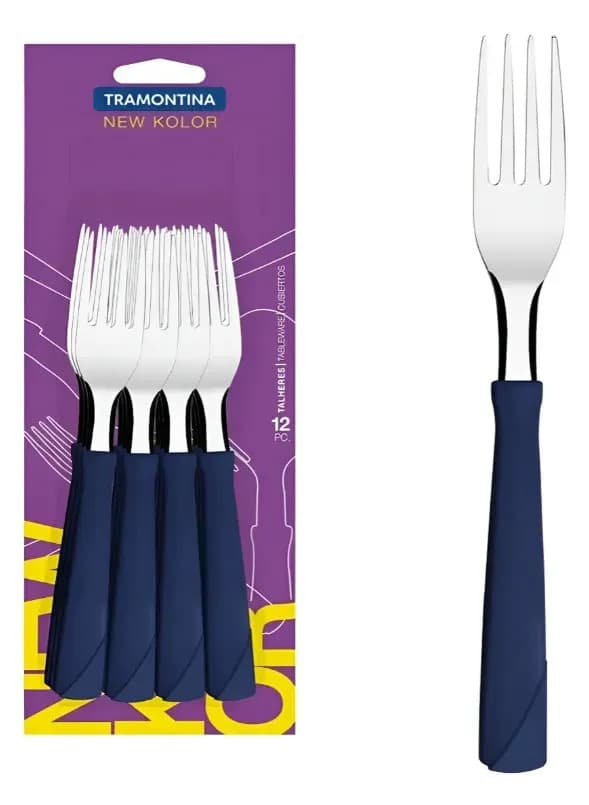 Cubierto Tramontina New Kolor Set X 12 Tenedores Azules