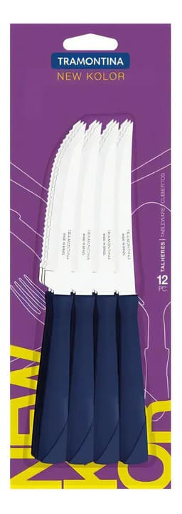 Juego De Cuchillos Para Asado Tramontina New Kolor X 12 Azul