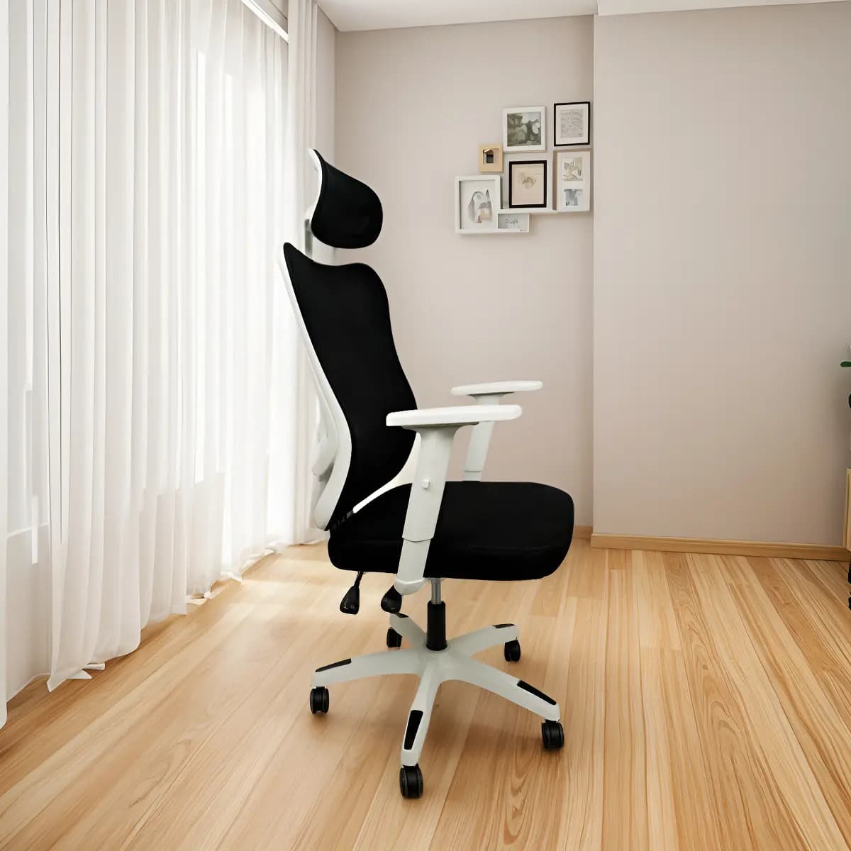 Silla Ergonomica Oficina Gamer Reclinable Escritorio S10 Pro Color Blanco/Negro Material del tapizado Tela Mesh