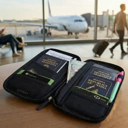 Porta Documento Con Cierre Negro | Porta Pasaporte Marca Lookmy | Organizador De Viaje Portapasaporte Celular Tarjetas Pasajes |