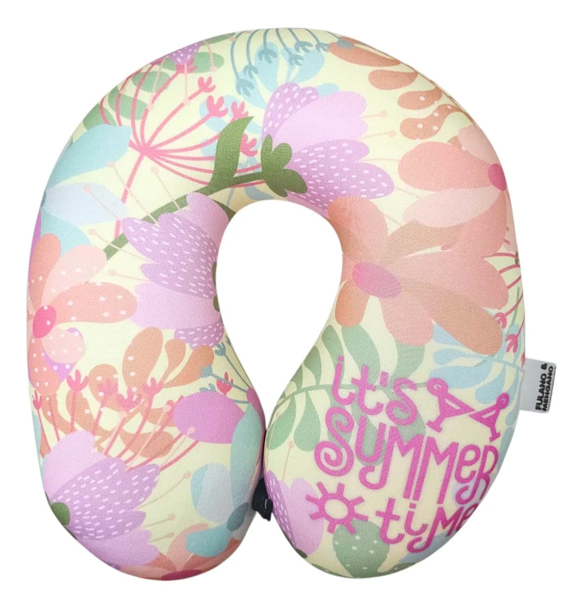 Almohada Para Viaje Cuello Cervical Relax Microperlas Color Summer Flores Diseño De La Tela Liso
