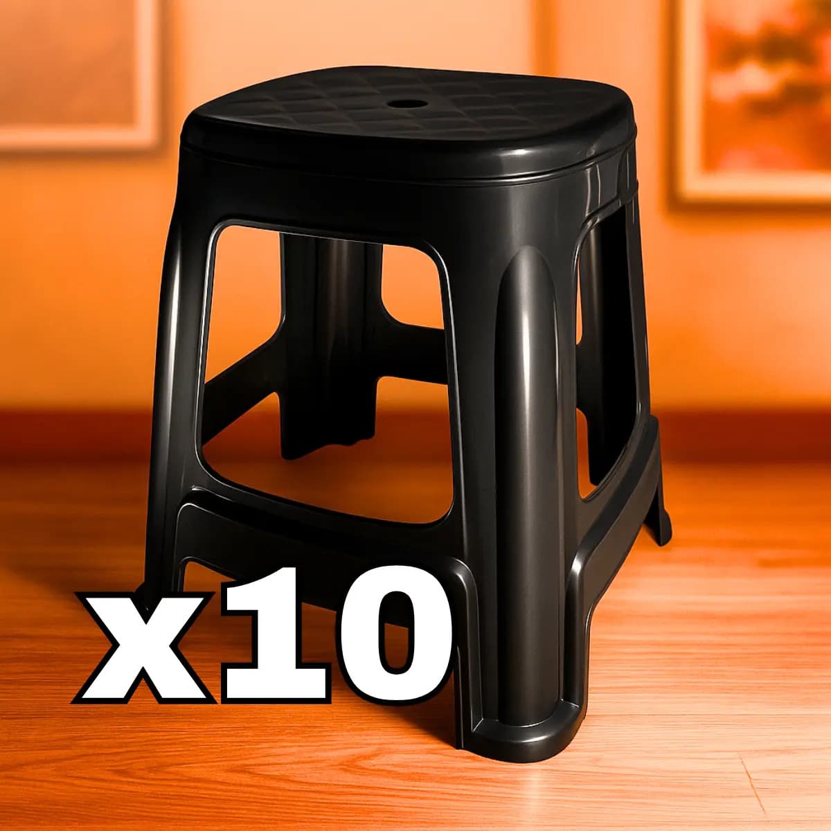 Banqueta Sufin Reforzada XL X10 Plástico Color negro brilloso