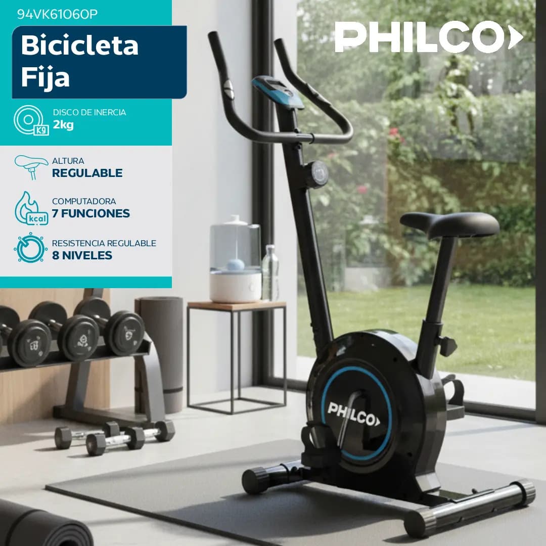 Bicicleta Fija Philco VK61060P 8 Niveles De Resistencia Disco 2kg