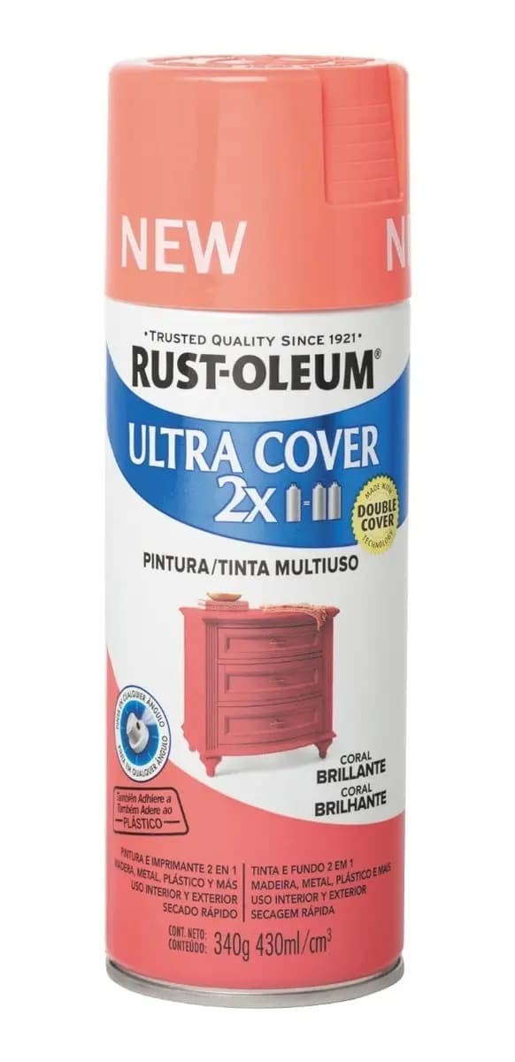 Pintura Aerosol Rust-Oleum Ultra Cover Coral Brillante 430 mL Multiposición