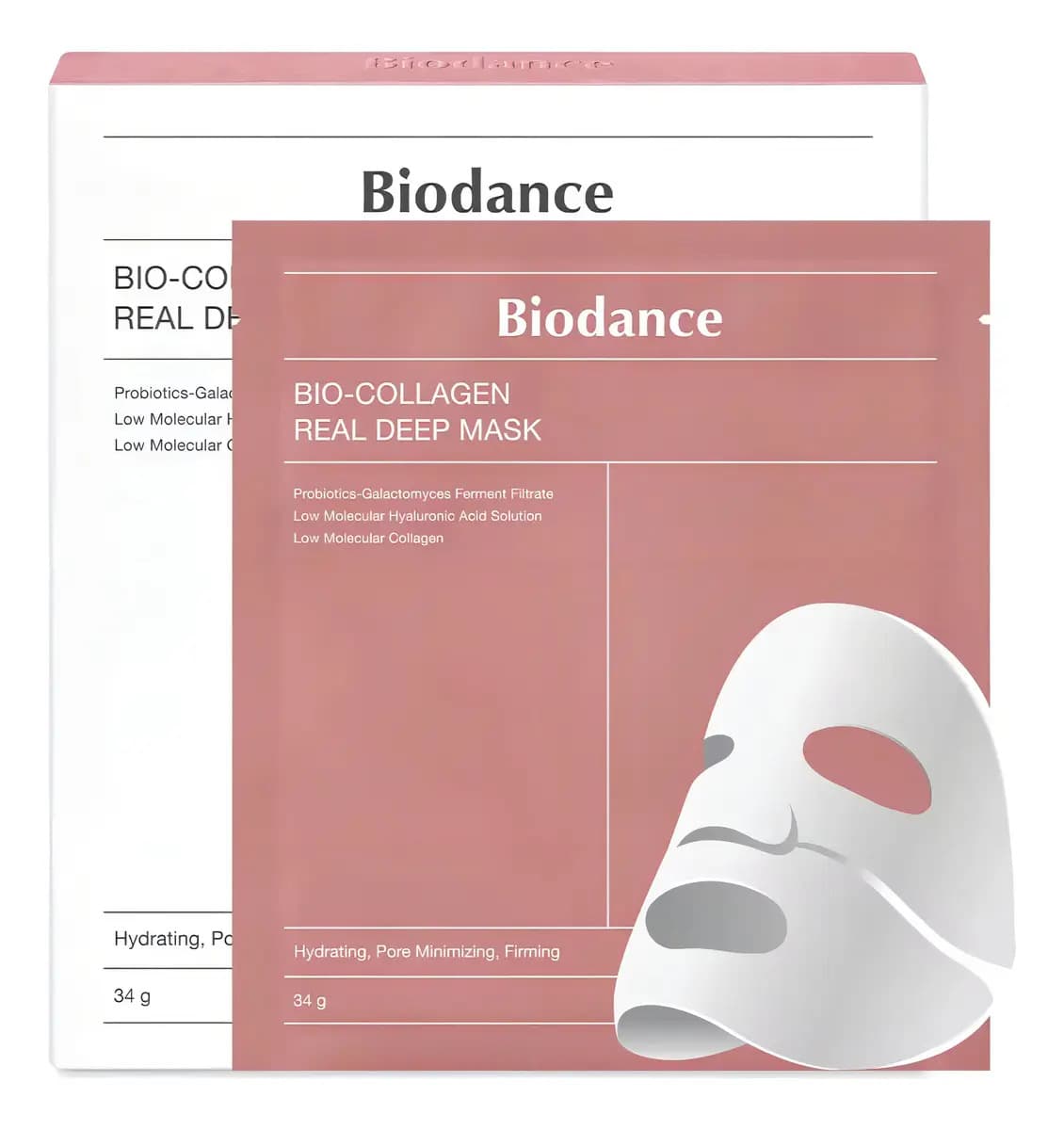 Mascarilla facial Biodance Bio Collagen Real Deep Hydrogel, kit con 4 unidades