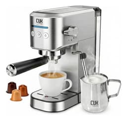Cafetera Espresso Cuk By Gadnic 20 Bar 3 En 1 Cápsulas Nespresso Y Dolce Gusto + Jarrito De Leche