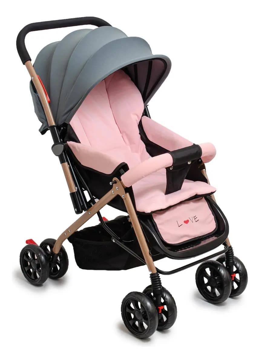 Cochecito Cuna 172 Manija Rebatible Love Color Rosa 05