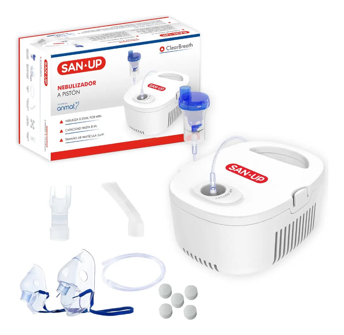 Nebulizador a Pistón San-Up ClearBreath SU-NEP603 8ml con Accesorios