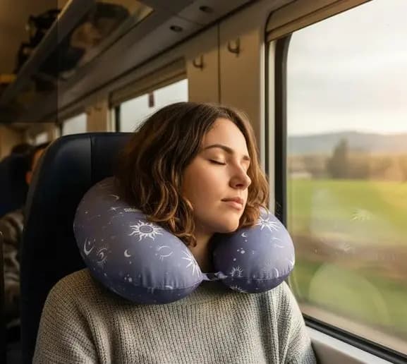 Almohada Para Viaje Cuello Cervical Relax Microperlas Color Constelaciones Diseño De La Tela Liso