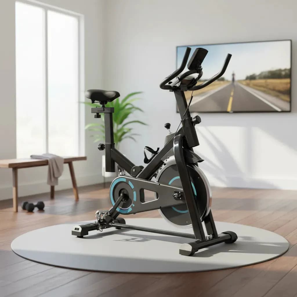 Bicicleta Spinning Fija Profesional Reforzada Ajustable Ejercicio Indoor 120kg Bluetooth 10kg Nictom Bs02 Cuadro Con Resorte Negro