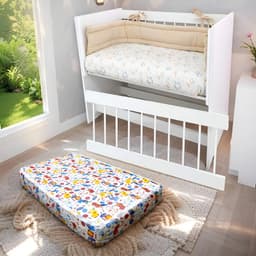 Cuna Colecho Con Baranda Desmontable Y Colchon Regulable Color Blanco