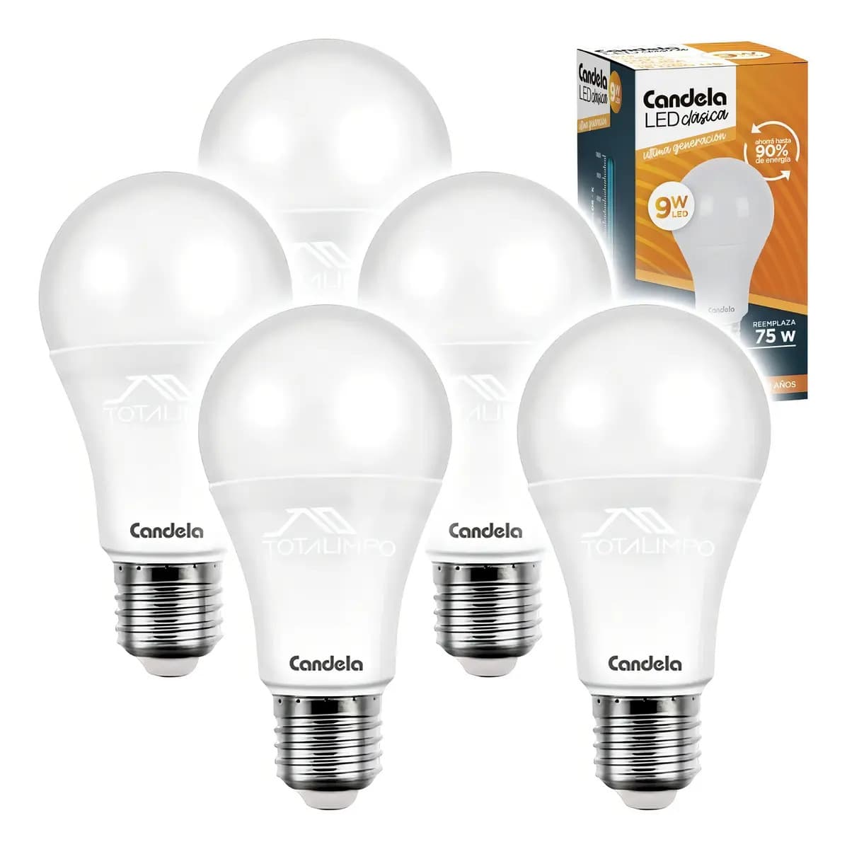 5 Lámparas Led 9w 75w Luz Cálida Candela Clásica 6519 Color De La Luz Blanco Cálido