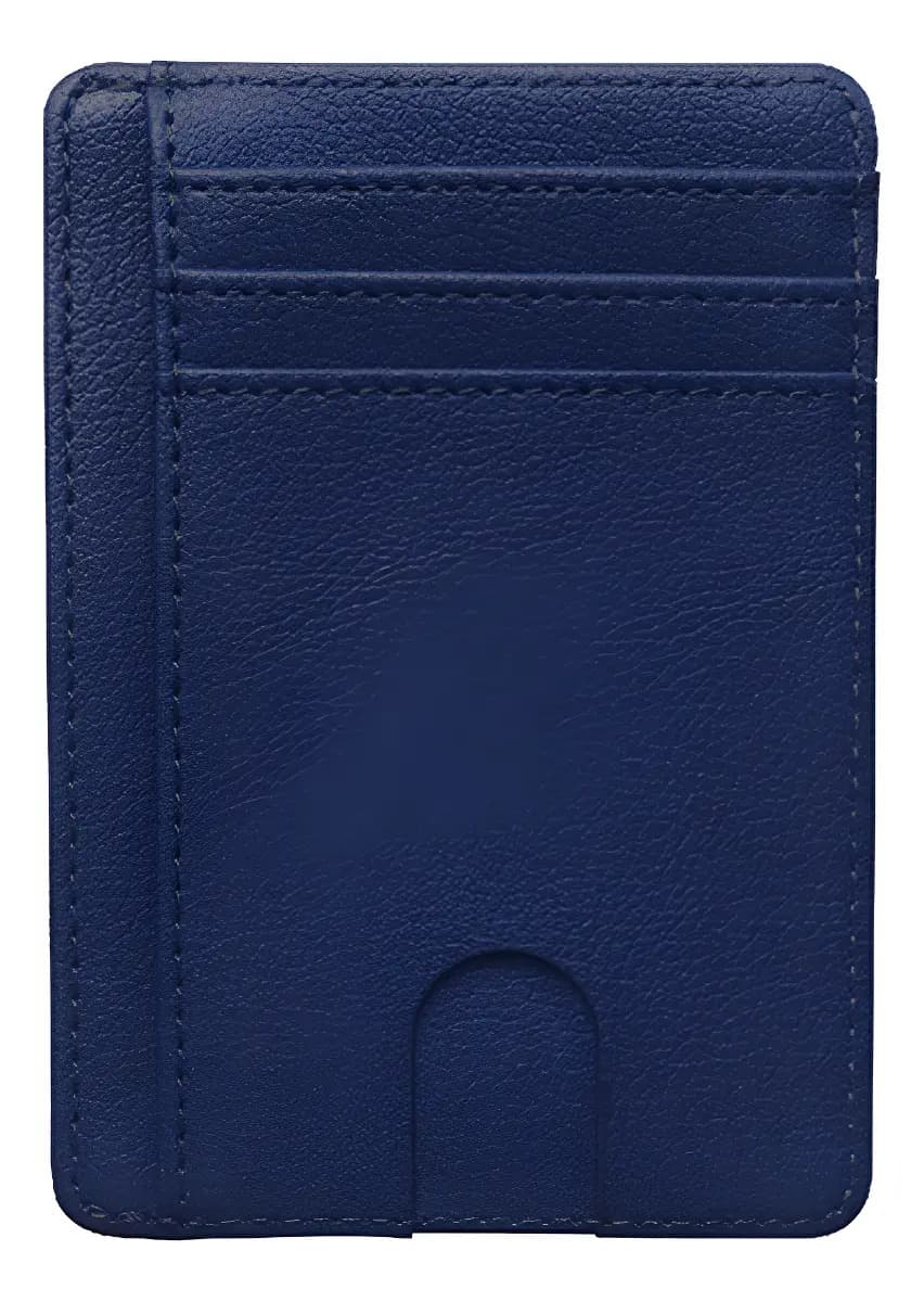 Billetera Y Tarjetero De Fibra De Carbono Rfid Minimalista Color Azul Diseño de la tela Cuero Sintético