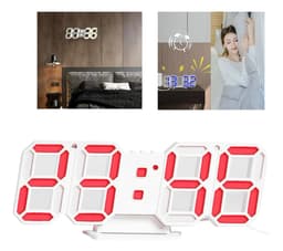 Reloj Digital 3d Led Aesthetic Con Alarma Y Usb Estructura Rojo Fondo Blanco