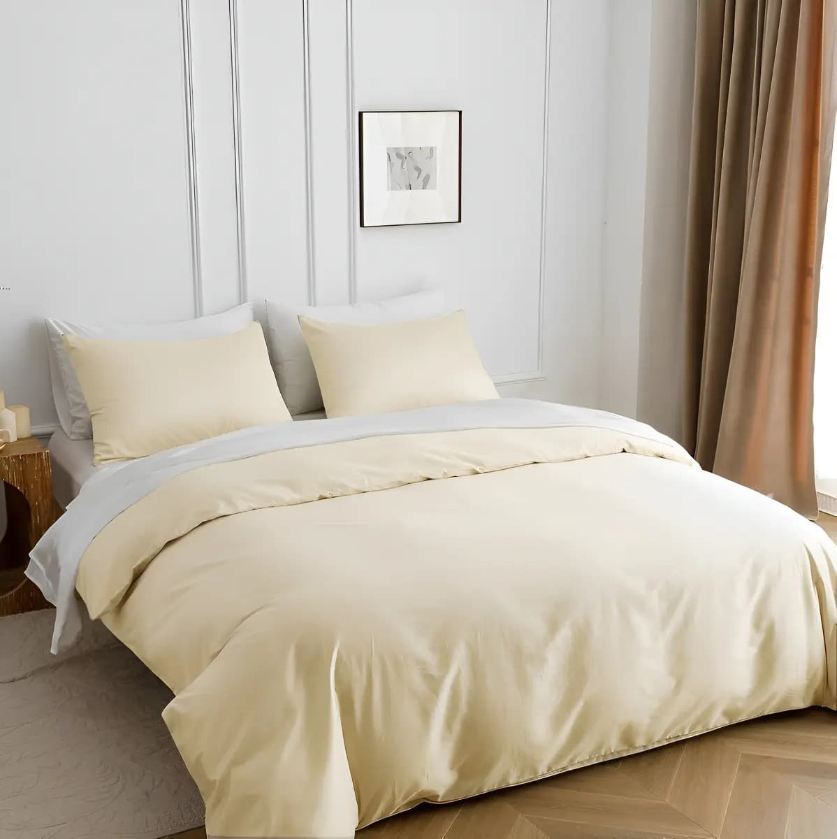 Funda Nórdica King Reversible Catana Home de Microfibra Color Natural con Fundas de Almohada