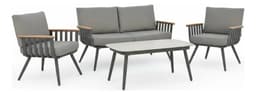 Juego Living Balcón Exterior 4 Piezas Aluminio Aria Utile Ct Gris