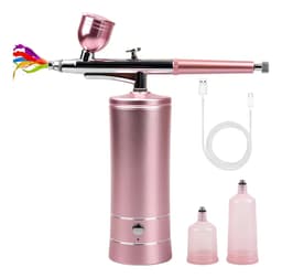 Kit Compresor Aerógrafo Portatil Recargable Maquillaje Rosa Tecnología De Aerógrafo Superior