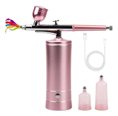 Kit Compresor Aerógrafo Portatil Recargable Maquillaje Rosa Tecnología De Aerógrafo Superior