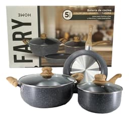 Set Ollas Fary Home 5 Piezas Antiadherentes Granito Cocina Gas Eléctrica