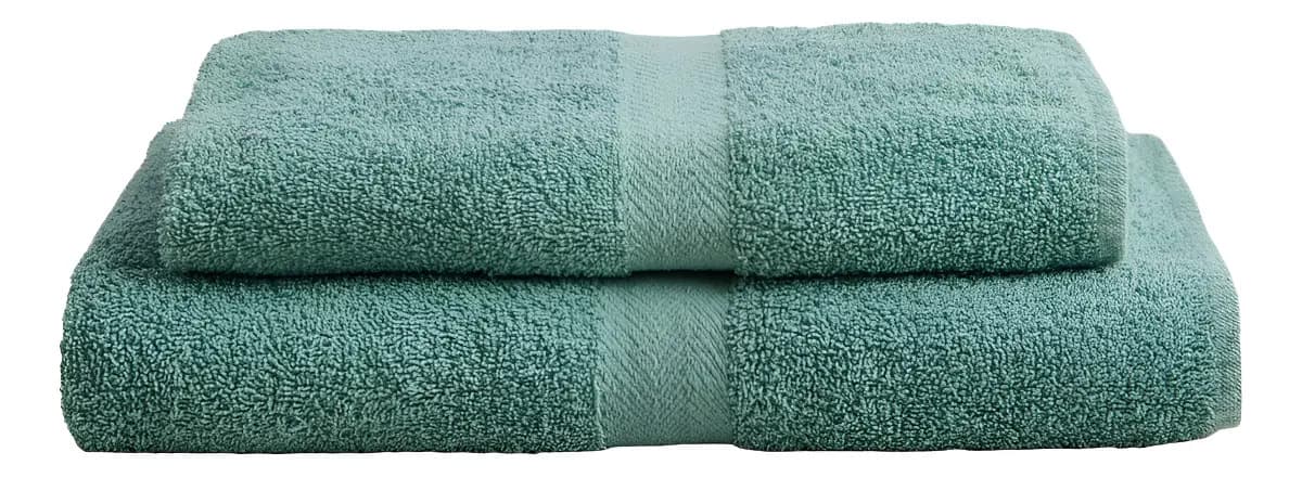 Juego Toalla y Toallón Franco Valente 100% Algodón Verde Seco 400g Baño