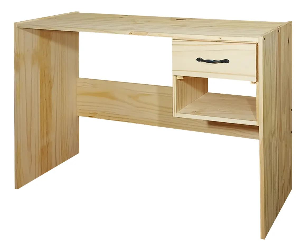 Escritorio Estilo Moderno Para Oficina 1 Cajon Con Patas Altas Rectangulares Madera Altas Color Natural