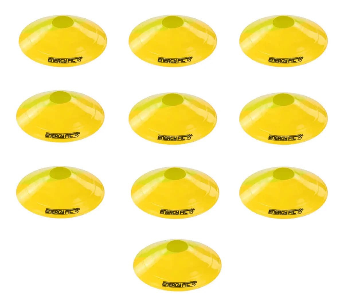Pack de 10 Conos Tortuga Flexibles para Agilidad en Fútbol Energy Fit Amarillos