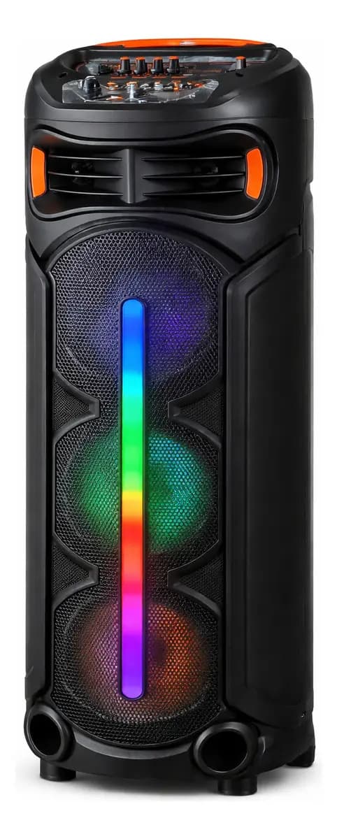 Parlante Torre 3x8 18000w Karaoke Microfono Luces Led 8307a Color Negro