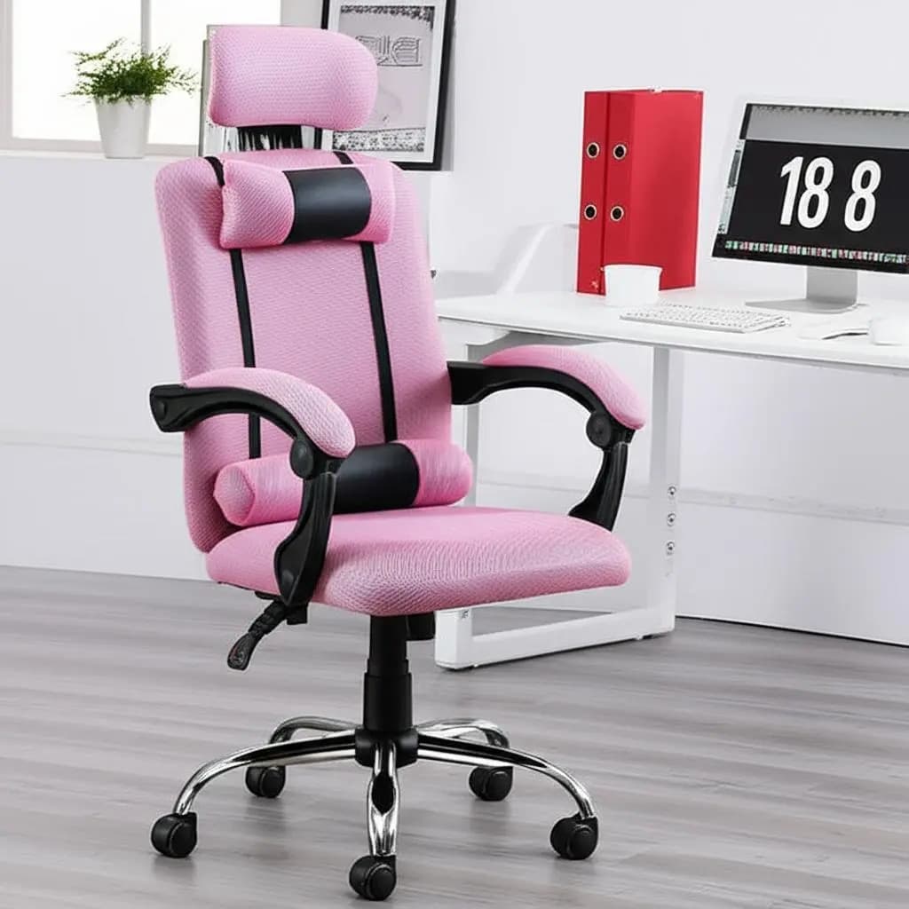 Silla de escritorio Starway WL 01 ergonómica rosa con tapizado de mesh