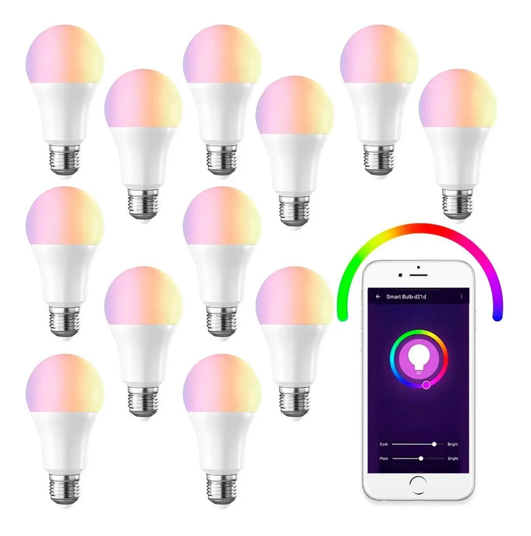 Kit x 12 Lampara Led Gadnic Smart Inteligente RGB 9W Conexion Inalambrica App