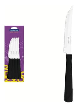 Juego de cuchillos para barbacoa Tramontina de acero inoxidable, 12 piezas, color negro