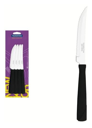 Juego de cuchillos para barbacoa Tramontina de acero inoxidable, 12 piezas, color negro