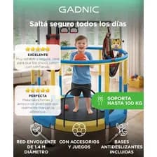 Cama Elástica Gadnic Versátil Optimiza Diversión 140cm Red Seguridad Juegos Niños Interior Negro