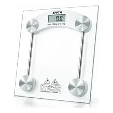 Balanza De Baño Vidrio Pantalla Digital 180kg Spica Ba-100 Cuadrada Color Trasparente