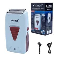 Afeitadora Inalámbrica Kemei Km-3382 Con Cabezal Flexible Blanco