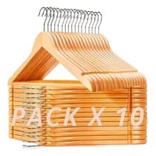 Pack 10 Perchas Madera Alembi 601 Adulto 45cm Gancho Giratorio