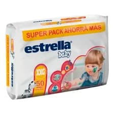 Pañales Estrella Baby Talle Xxg Pack Ahorro X 50 Unidades Descartables Para Bebes De 14 A 18 Kg Super Absorventes Maxima... Sin Género Extra Extra Grande (xxg)