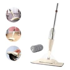 Mopa Plana Suono De Microfibra Limpieza Pisos Lavable Reforzada Con Rociador Tanque 300ml Color Crema 41x14cm
