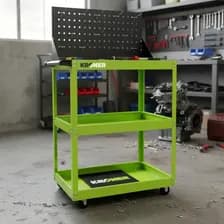 Mesa Carro Para Herramientas 3 Estantes Y Tablero Kroner Verde Lima