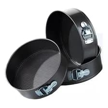 Set X3 Torteras Moldes Torta Asadera Desmontable Antiadherente 24cm 26cm 28cm Levys Bazar Molde Torta Horno Biscochuelo No Se Pega Negro
