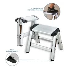 Escalera Black+decker 1 Escalon Taburete Reforzada Aluminio Hasta 120kg Plateado