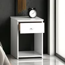 Mesa De Luz Mosconi Dakar Zero | 1 Cajón C/ Correderas | 56x38 Cm | Blanco Mate